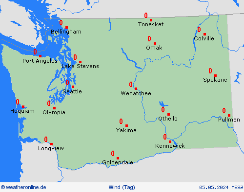 wind Washington Nordamerika Vorhersagekarten