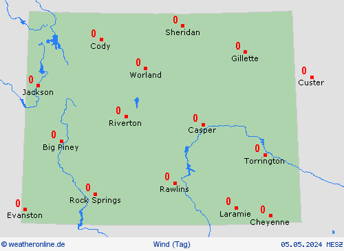 wind Wyoming Nordamerika Vorhersagekarten