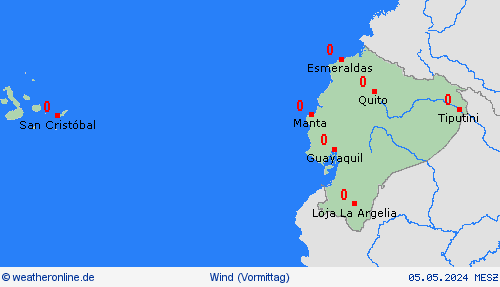 wind Ecuador Südamerika Vorhersagekarten