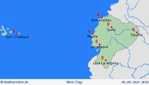 wind Ecuador Südamerika Vorhersagekarten