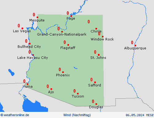 wind Arizona Nordamerika Vorhersagekarten