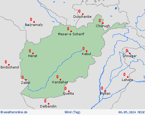 wind Afghanistan Asien Vorhersagekarten