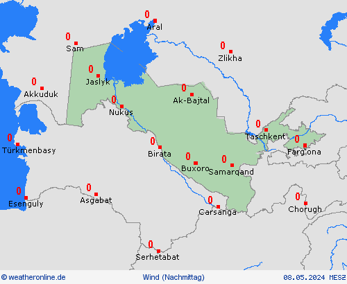 wind Usbekistan Asien Vorhersagekarten