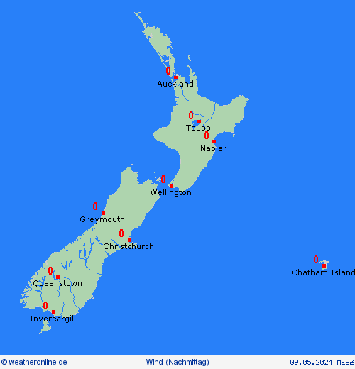 wind Neuseeland Ozeanien Vorhersagekarten