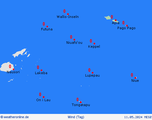 wind Samoa Ozeanien Vorhersagekarten