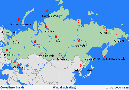 wind Russland Asien Vorhersagekarten