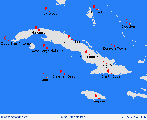 wind Kaimaninseln Mittelamerika Vorhersagekarten