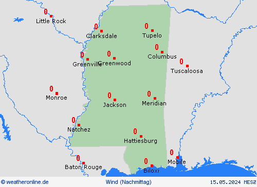 wind Mississippi Nordamerika Vorhersagekarten
