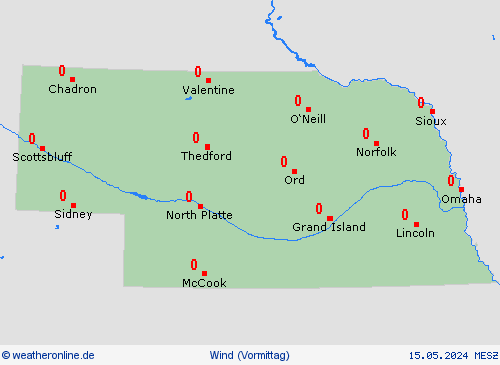wind Nebraska Nordamerika Vorhersagekarten