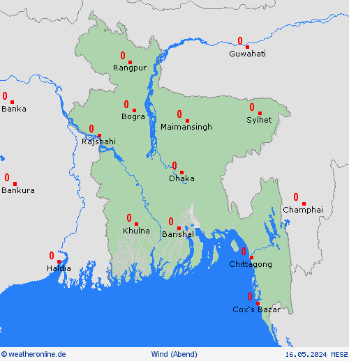 wind Bangladesch Asien Vorhersagekarten