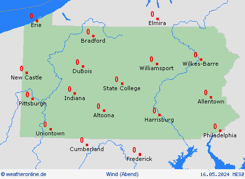 wind Pennsylvania Nordamerika Vorhersagekarten