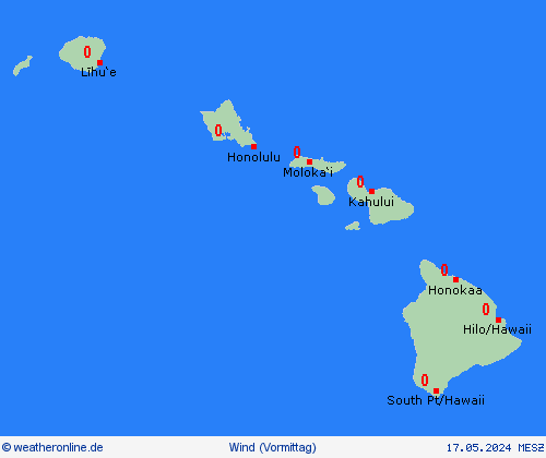 wind Hawaii Nordamerika Vorhersagekarten