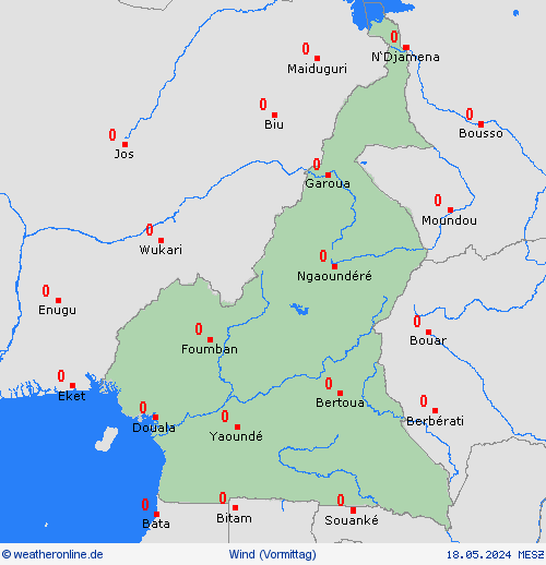 wind Kamerun Afrika Vorhersagekarten