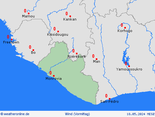 wind Liberia Afrika Vorhersagekarten