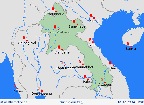 wind Laos Asien Vorhersagekarten