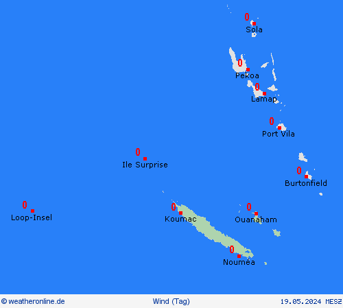 wind Neukaledonien Ozeanien Vorhersagekarten