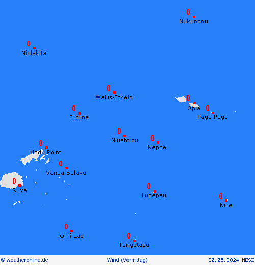 wind Wallis und Futuna Ozeanien Vorhersagekarten
