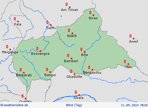 wind Zentralafrikanische Republik Afrika Vorhersagekarten