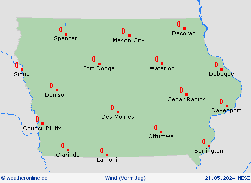 wind Iowa Nordamerika Vorhersagekarten