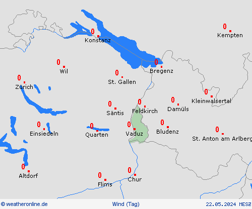 wind Liechtenstein Europa Vorhersagekarten