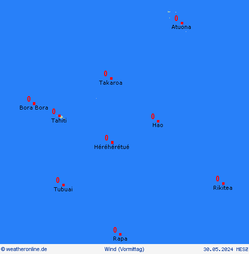 wind Französisch-Polynesien Ozeanien Vorhersagekarten