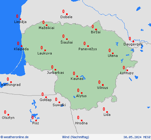 wind Litauen Europa Vorhersagekarten