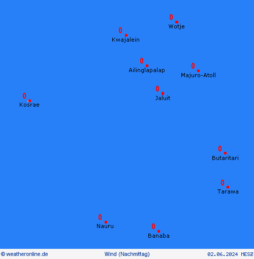 wind Marshallinseln Ozeanien Vorhersagekarten