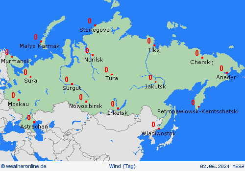 wind Russland Europa Vorhersagekarten