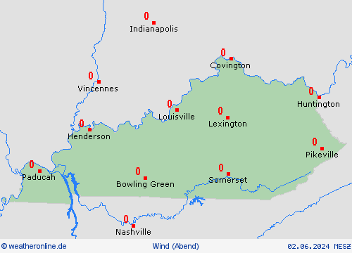 wind Kentucky Nordamerika Vorhersagekarten