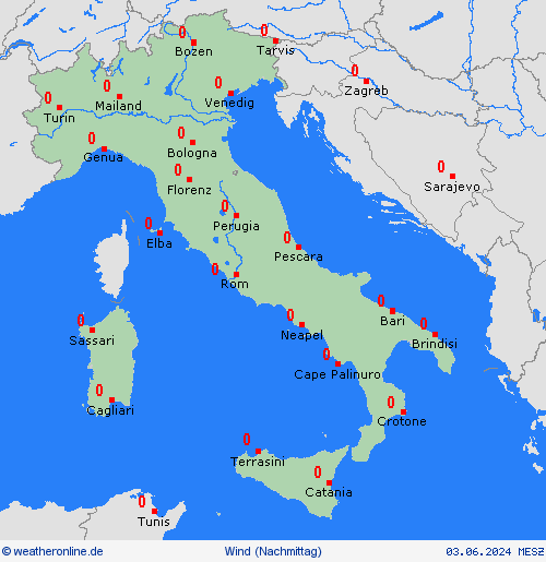 wind Italien Europa Vorhersagekarten