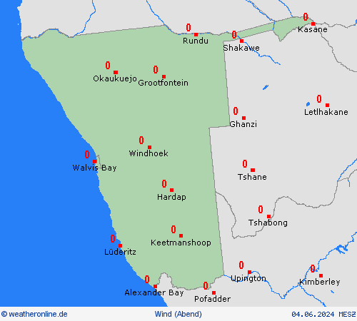 wind Namibia Afrika Vorhersagekarten