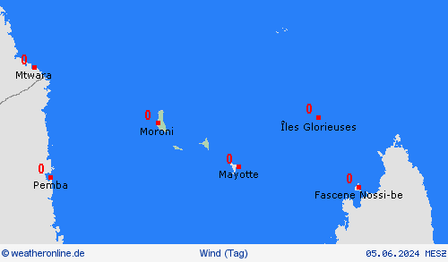 wind Komoren Afrika Vorhersagekarten