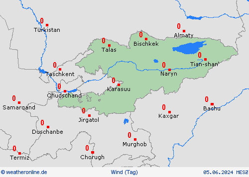 wind Kirgisistan Asien Vorhersagekarten