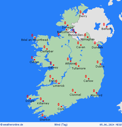 wind Irland Europa Vorhersagekarten