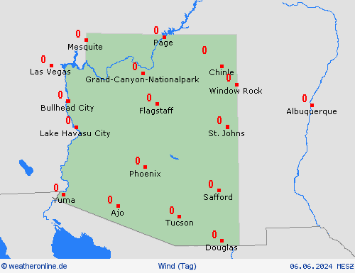 wind Arizona Nordamerika Vorhersagekarten
