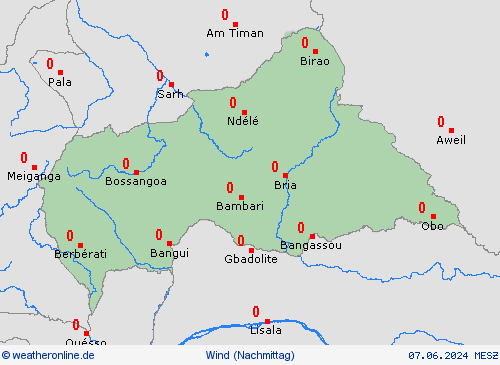 wind Zentralafrikanische Republik Afrika Vorhersagekarten