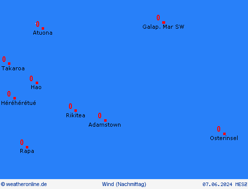 wind Pitcairninseln Ozeanien Vorhersagekarten