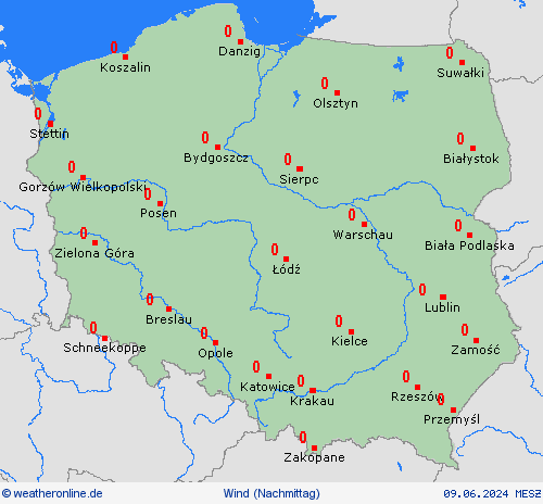 wind Polen Europa Vorhersagekarten