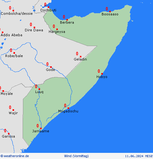 wind Somalia Afrika Vorhersagekarten