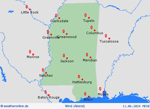 wind Mississippi Nordamerika Vorhersagekarten