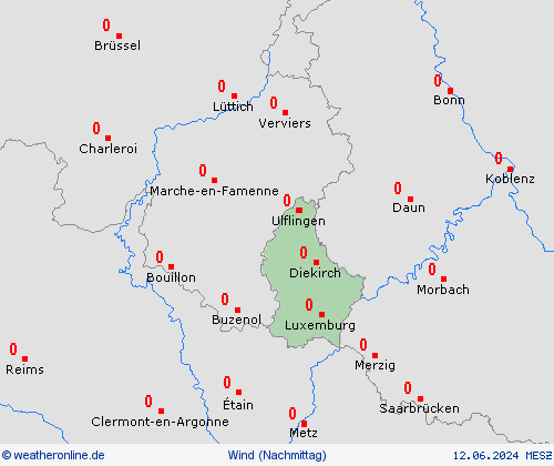 wind Luxemburg Europa Vorhersagekarten