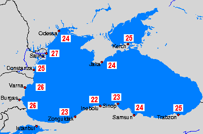 Schwarzes Meer Wassertemperaturkarten