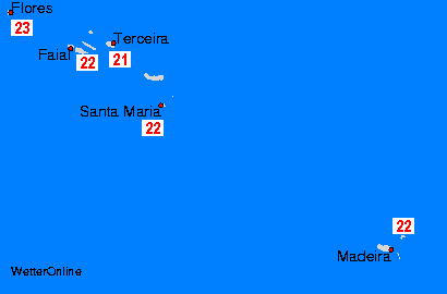Azoren/Madeira Wassertemperaturkarten